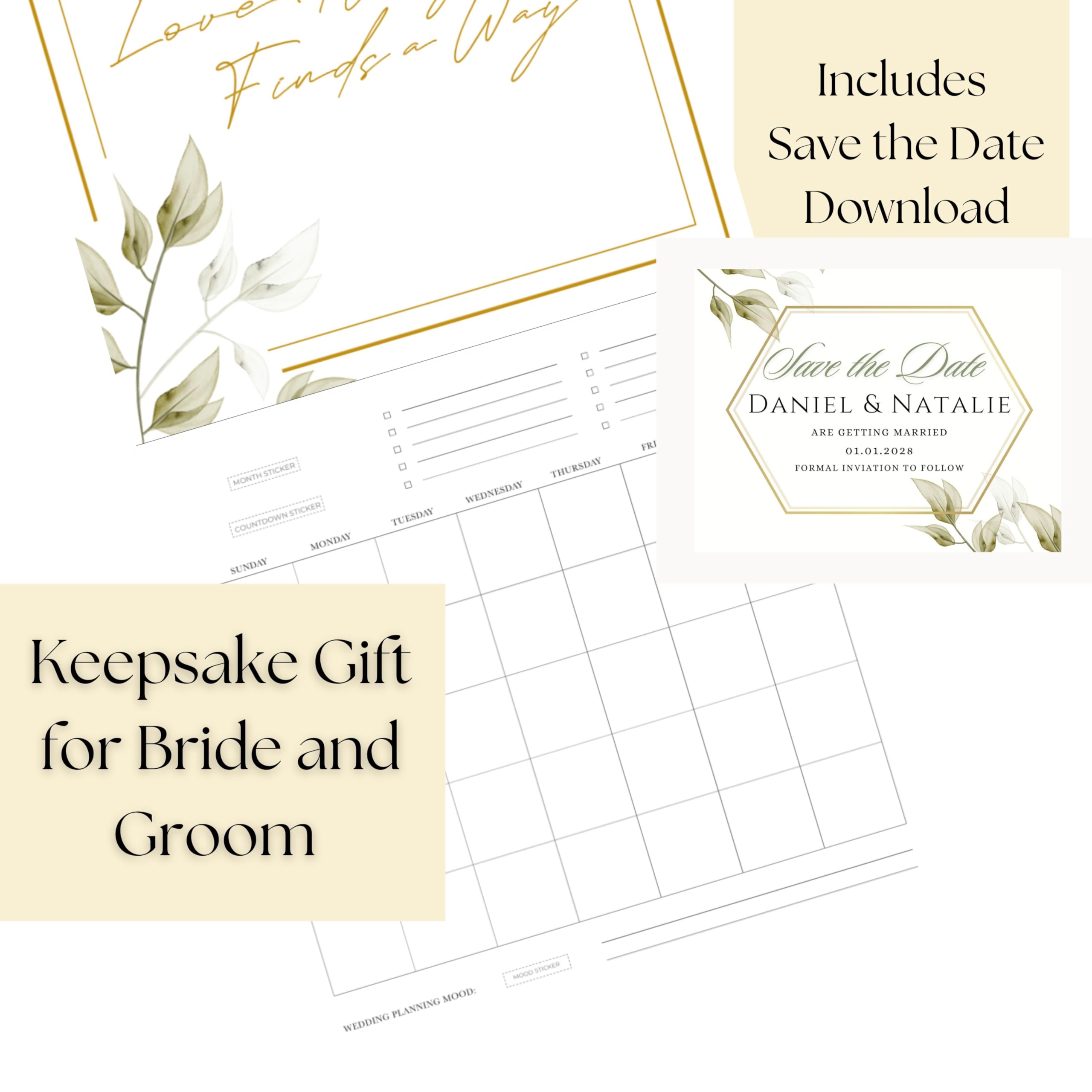 Hochzeitsplaner "I Do", 18 Monate, undatierter Countdown-Organizer mit Zitaten, Aufklebern und monatlichen Trackern, Brautgeschenk Pacific Waters Press