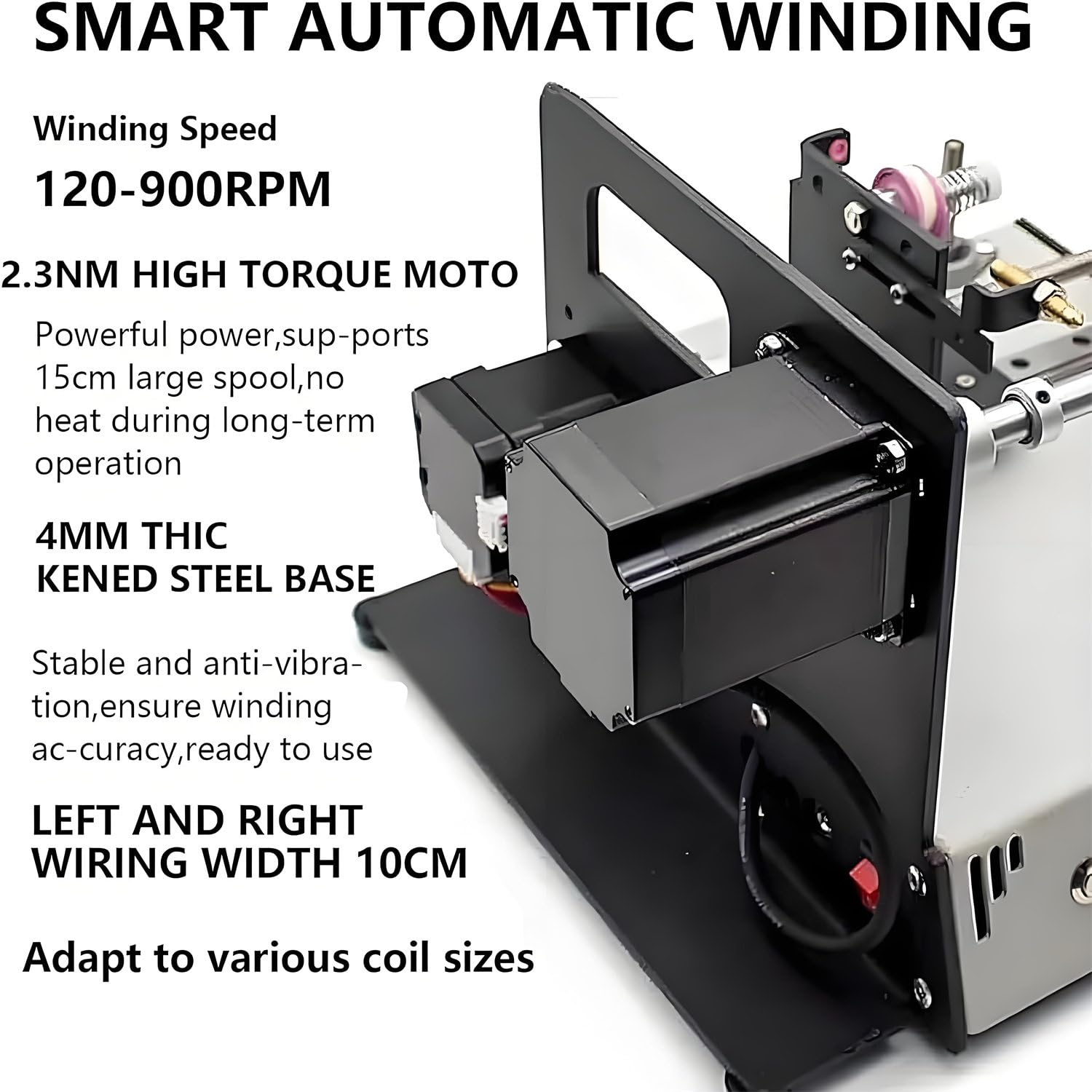 Máquina automática de bobinado de bobina con alineación automática de alambre, LCD de grado industrial, 18-46 AWG, para bobinador de línea de pesca y bobinado de cables