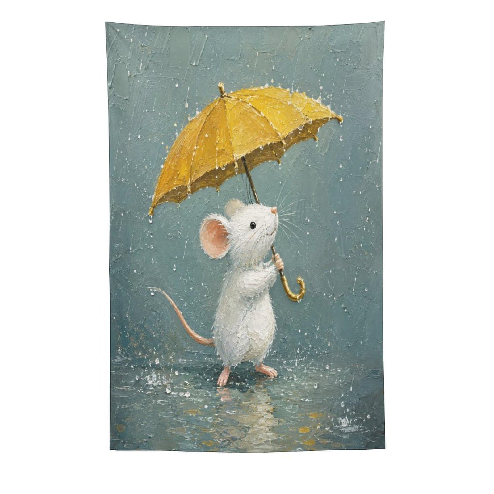 W7C8U2X3 Umbrella Mouse Rain Wall Tapestry, Whimsical Storybook