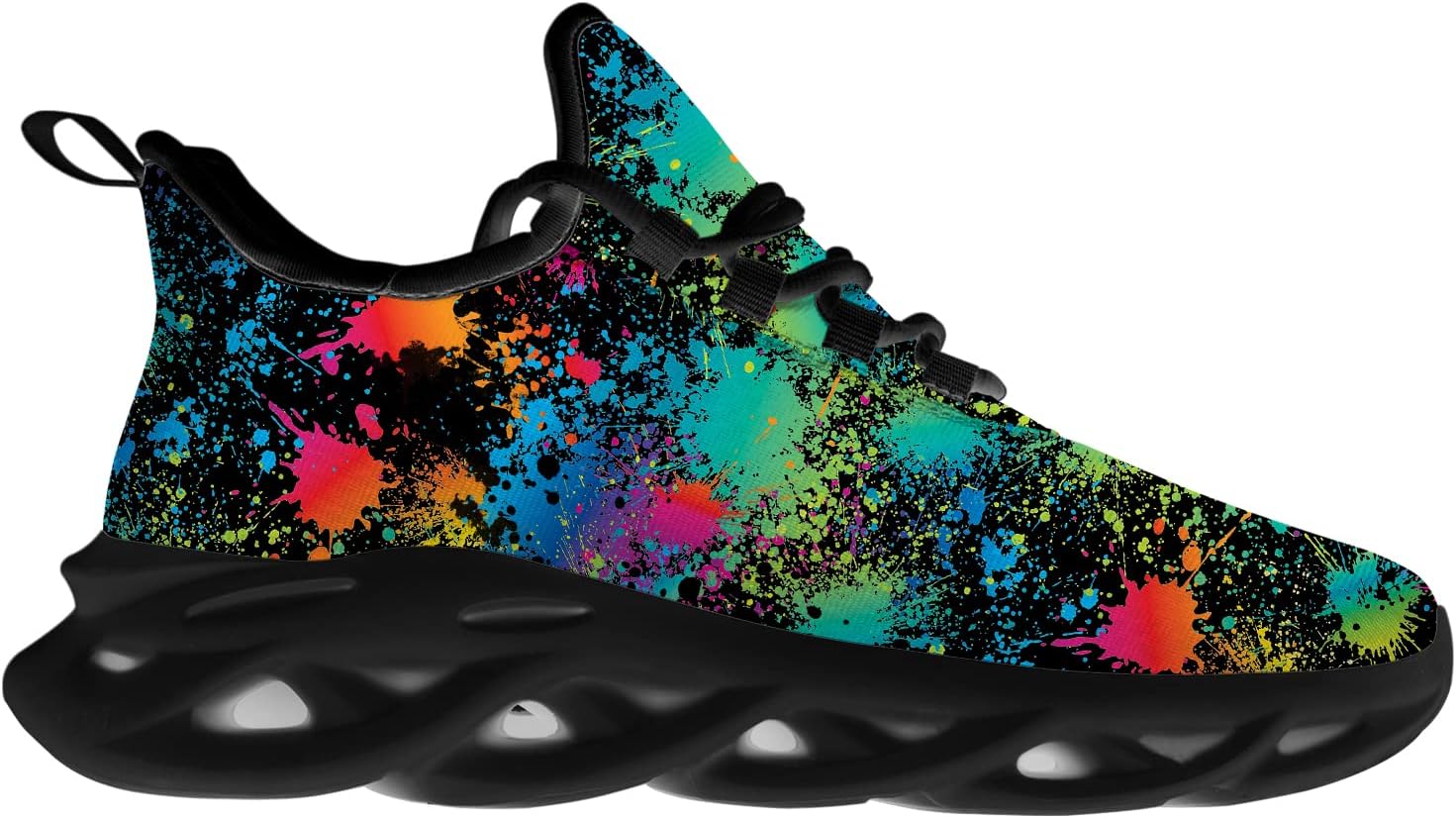 Womens Mens LGBTQ Shoes Running Shoes Rainbow Gay LGBT Paint Splash Tennis Sneakers Walking Shoes Gifts for Women Men,Size 12.5 Men/14.5 Women Black