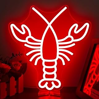 Lobster Neon Sign for Wall Decor Dimmable Crawfish party decorations Led Neon Sign for Bedroom Bar Neon Signs Neon Light Up Signs for Home Club Party Hotel Bar Restaurant Decor Gift