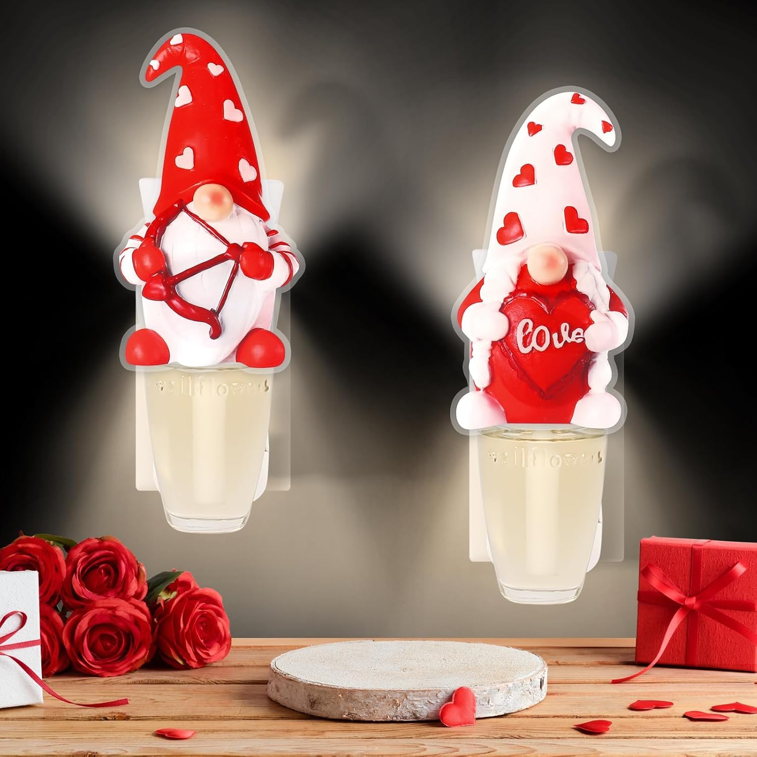 Photo 1 of 2 Pack Valentine Wall Fragrance Plug in with Night Light Compatible with Bath & Body Works Gnome WallFlower Plug-in Diffuser with Rotary Plug Design for Valentines Home Office