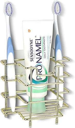 Linkidea Soporte para cepillo de dientes de montaje en paredencimera para ducha, soporte para pasta de dientes de acero inoxidable, organizador de 3