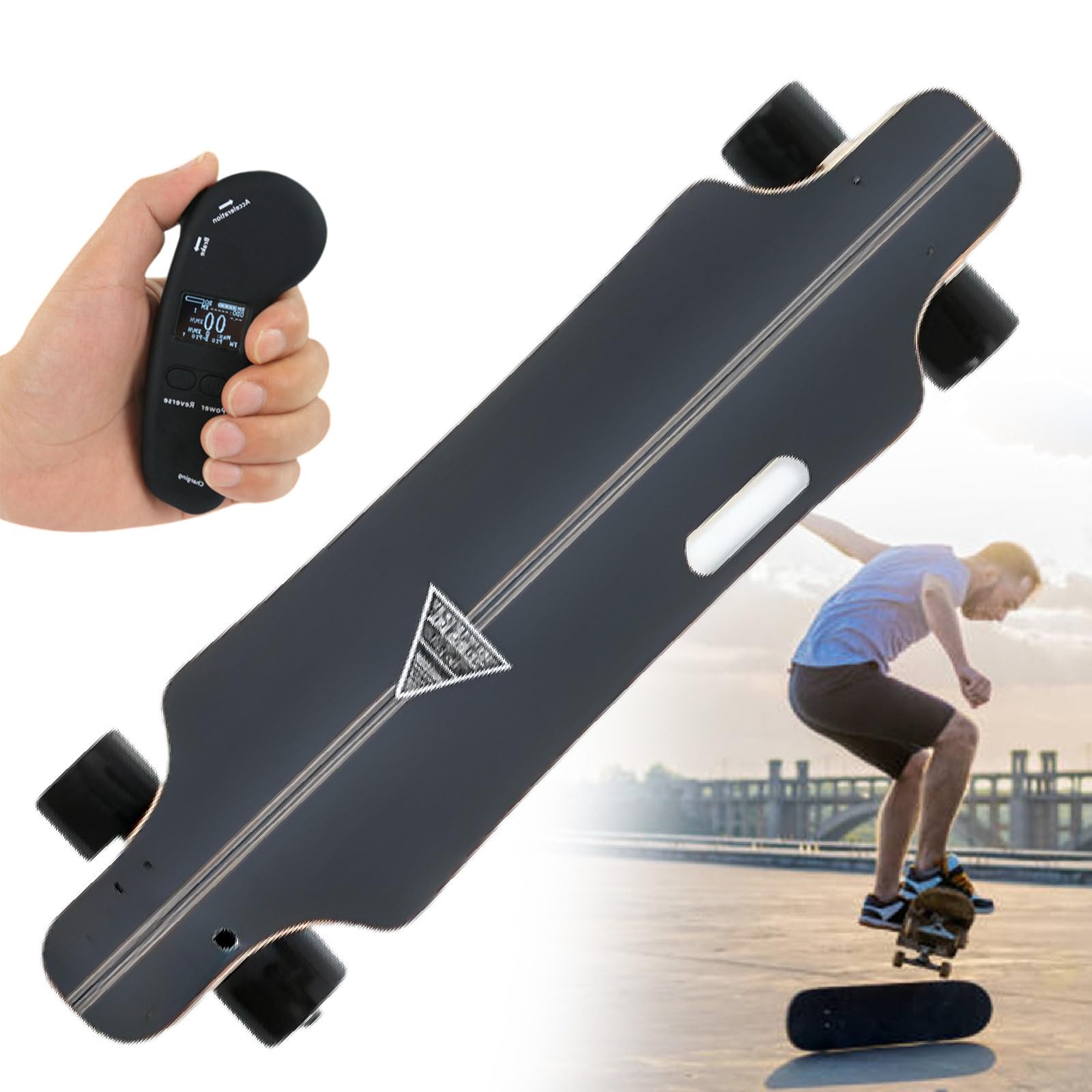 Skateboard Elettrici/Skateboard Elettrico Longboard -Con Telecomando Lcd Aggiornato, Carico Di 330 Libbre, Autonomia Di 15-30 Km (Opzionale) Per Adolescenti E Professionisti 15km