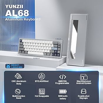 Amazon.com: YUNZII AL68 Keyboard (Silver, Cocoa Cream V2