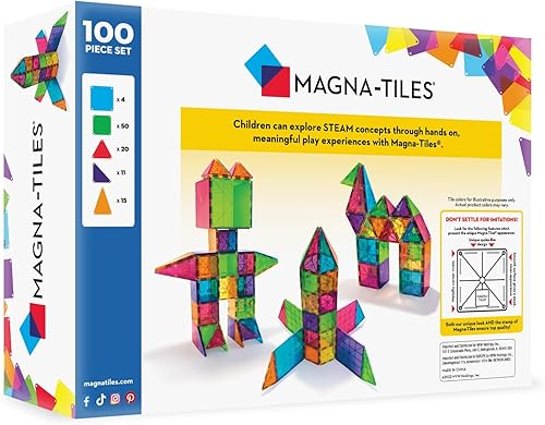 Miniatura 2 de MAGNA-TILES Juego clásico de construcción magnética de 100 piezas, la marca original de construcción magnética