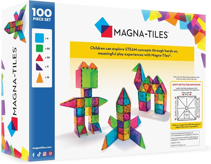 マグナタイルズ 200ピース Magna-Tiles CLEAR COLORS Klocki-magnetyczne-100-el-