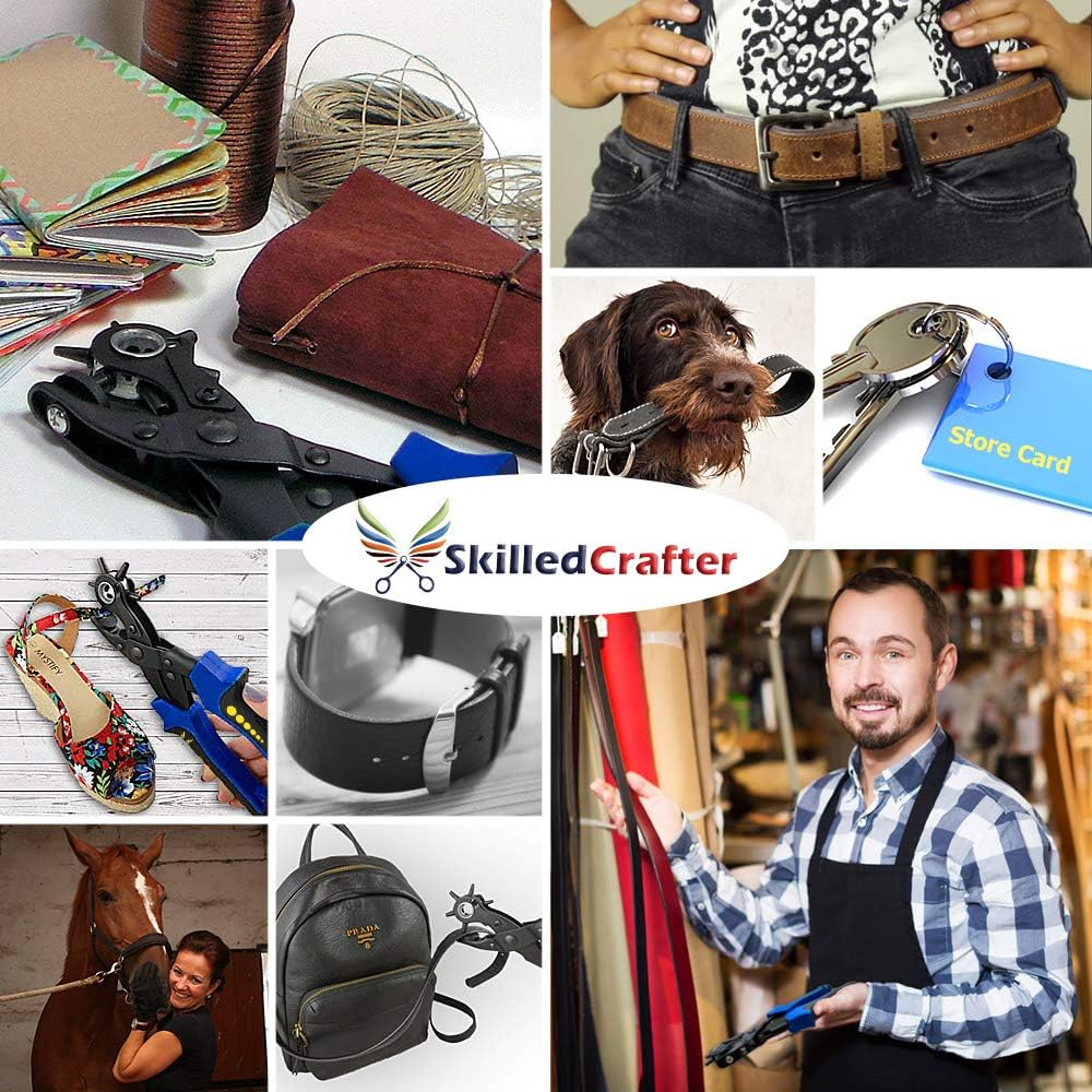 Leather Hole Punch & Belt Hole Puncher Easily Punches Perfect Round Holes. Bonus Ruler & Awl Tool. Leather Punch Tool for Watch or Bag Strap, Fabric, Eyelet - Precision Crafting & Professional Results : Arts, Crafts & Sewing