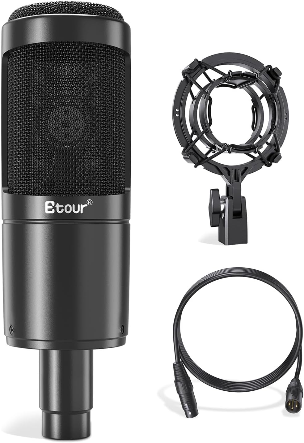 Cardioid Condenser Microphone Set [Inclusion Dedicated Shock Mount & XLR Cable], Computer Podcast Mic for Singing Ideal Project/Home Studio Streaming for Gaming YouTube Recording Vocals