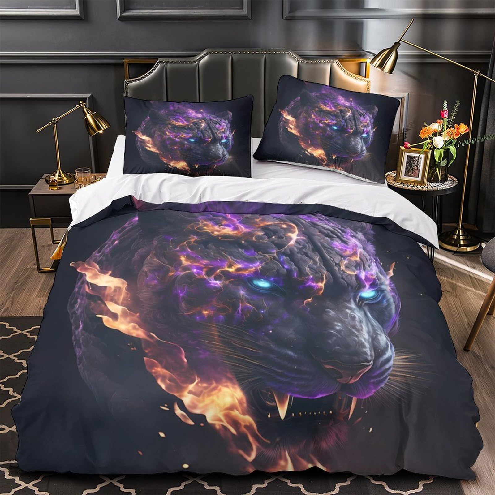 Housse de couette bête mythique 3D Super King 260x220 cm avec taies