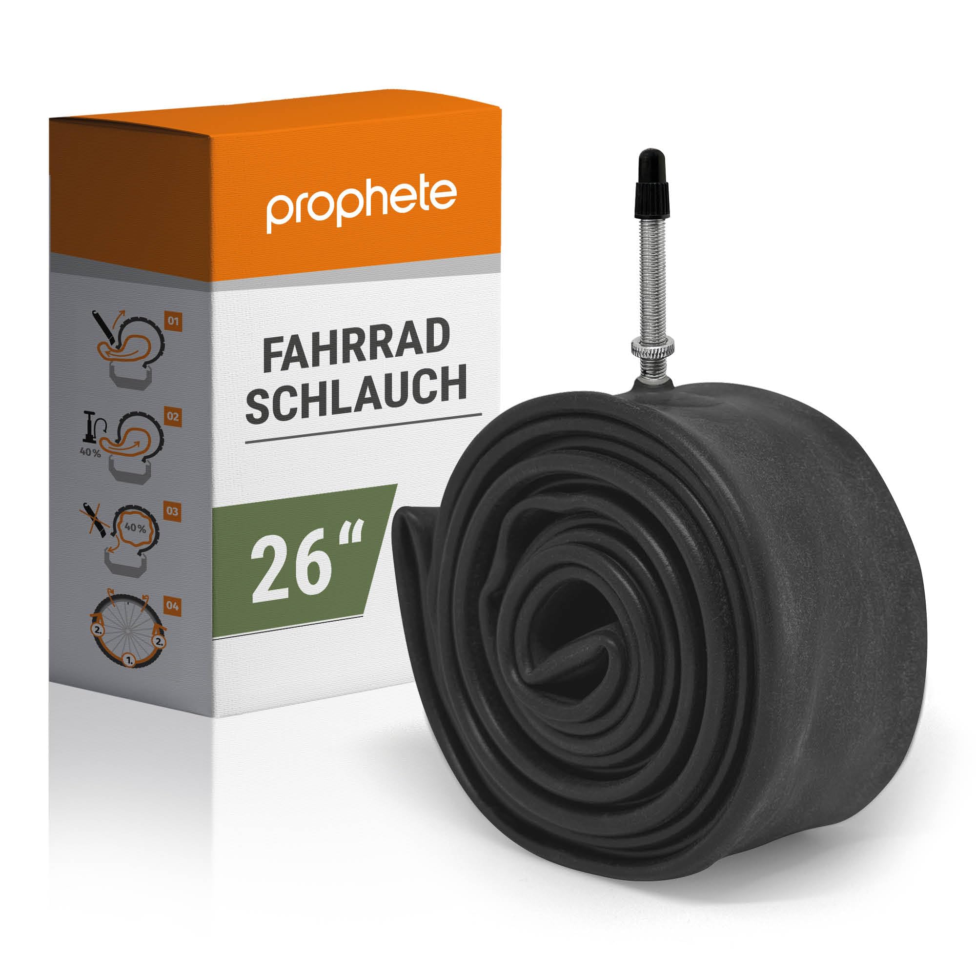Prophete Bicycle Inner Tube, Bike Tube, Black, L, 26 Inch Cycle Tube