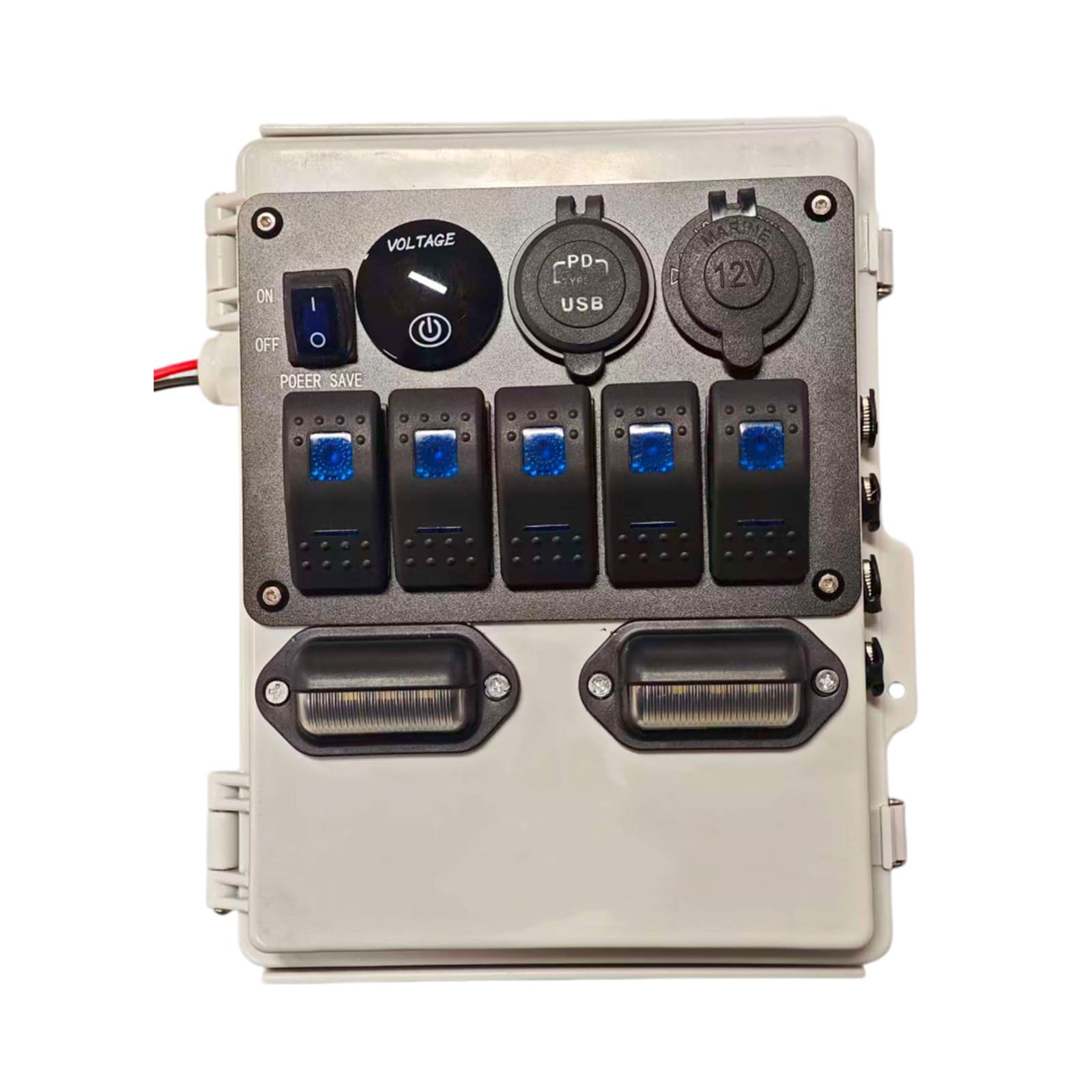 Pannello di interruttori elettrici marini a 5 interruttori a bilanciere scatola con interruttore di circuito impermeabile accessorio per barche pannello a bilanciere marino