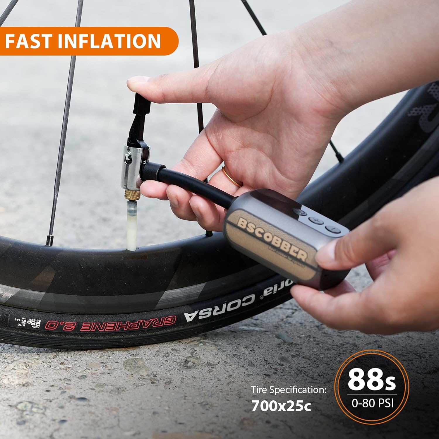 A5mini Bike Pump, Pocket-Sized 100PSI Mini Electric Air Pump with Digital Gauge, Ultra-Lightweight 98g Portable Tire Inflator with Auto Shut-Off for Road Bike Presta & Schrader Valve