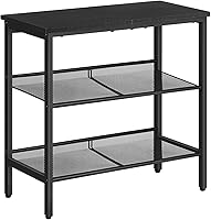 Vista 7 de HOOBRO - Mesa auxiliar de 3 niveles, estrecha, mesa de noche con 2 estantes ajustables planos o inclinados para espacios pequeños, pasillo, sala