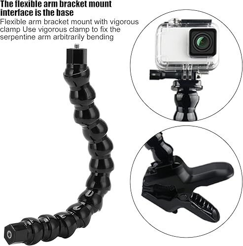 Miniatura 5 de Fydun Soporte flexible de brazo de 12 secciones, abrazadera de flexión de mordazas monopod con tornillo de 14 pulgadas para montar a caballo para