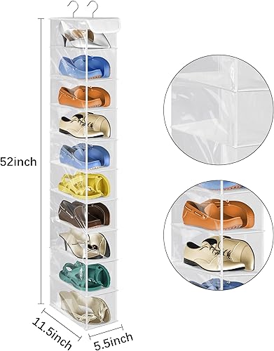 Miniatura 3 de Libeder Organizador de zapatos colgante, organizador de armario colgante de 10 estantes y organizador de zapatos de almacenamiento con 6 bolsillos