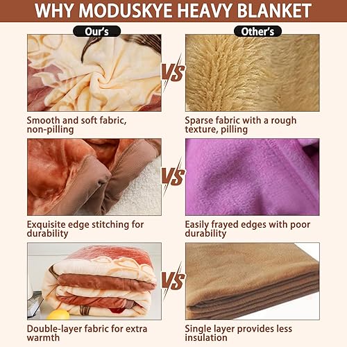 Miniatura 5 de MODUSKYE Mantas de visón, felpa pesada coreana de 7.7 libras, 2 capas, patrón de flores, 78 x 90 pulgadas, mantas gruesas, tamaño Queen, ultra