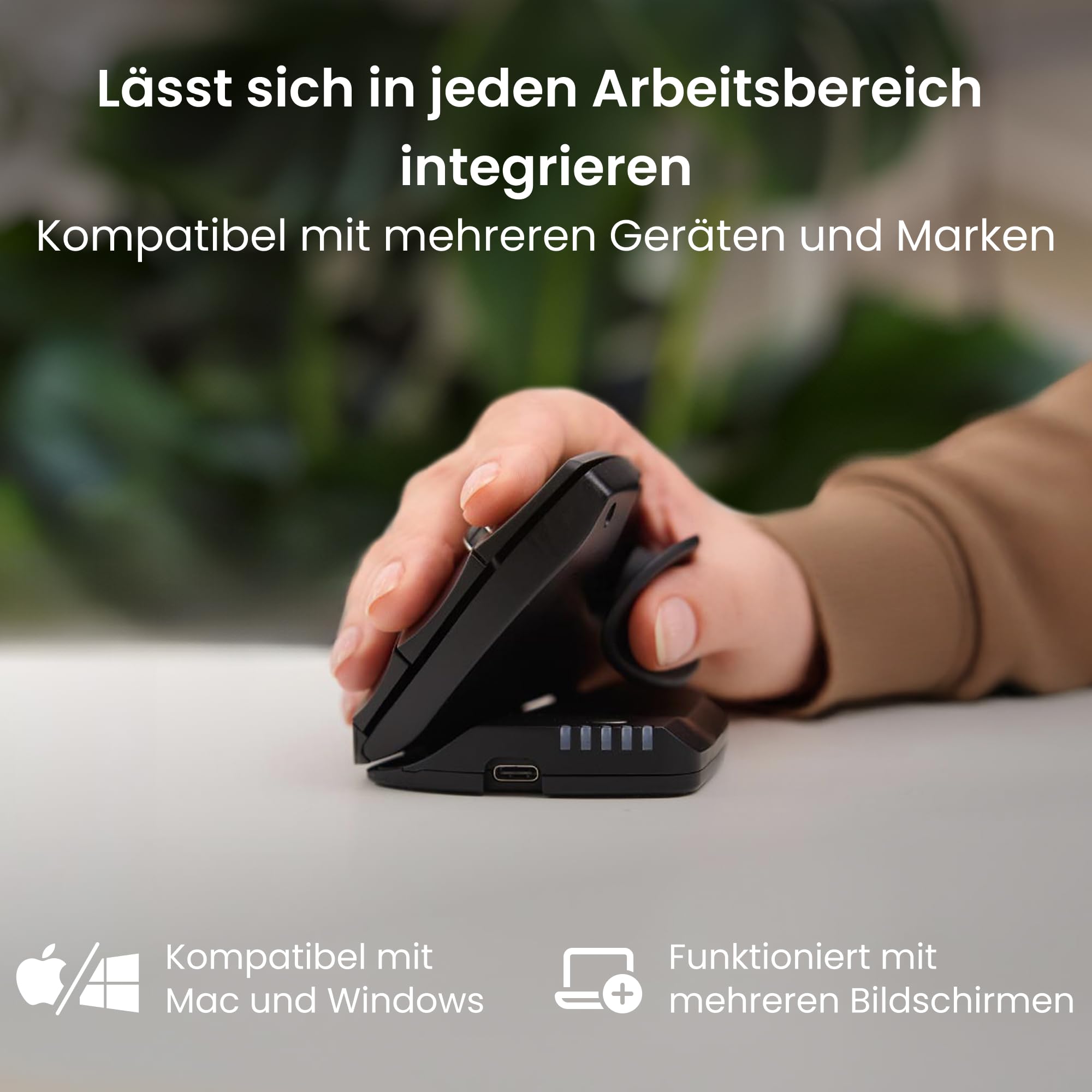 Contour Unimouse Ergonomische Maus | Einstellbare Neigung von 35°-70°, 6 programmierbare Tasten, Daumenauflage bei Handgelenkschmerzen | Plug & Play für Mac & PC - Kabellos - Rechts