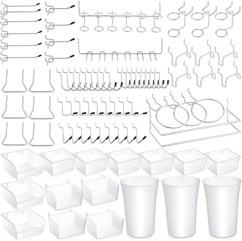 Zubebe Surtido de 106 ganchos para tablero de clavijas con contenedores, el kit organizador de accesorios de tablero de clavijas incluye