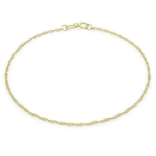 Carissima Gold Women's 9 ct Yellow Gold Twist Curb Chain Anklet - 23 cm/0.8 mm - 20 PG