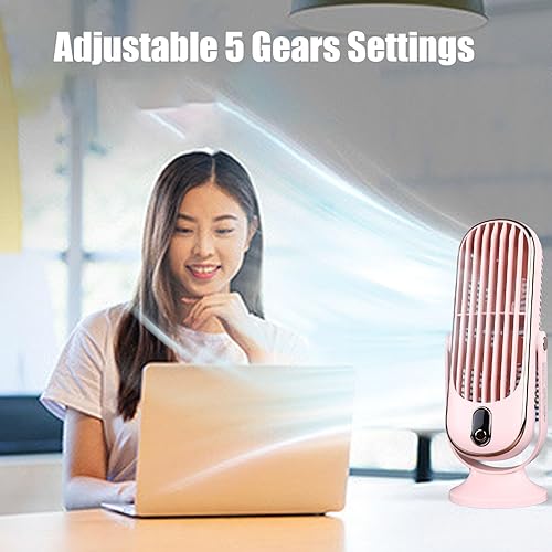 Miniatura 6 de Ventilador de torre de mesa portátil, enchufe USB de 5 velocidades, ventiladores de escritorio personal, silencioso, sin escobillas, ventilador de