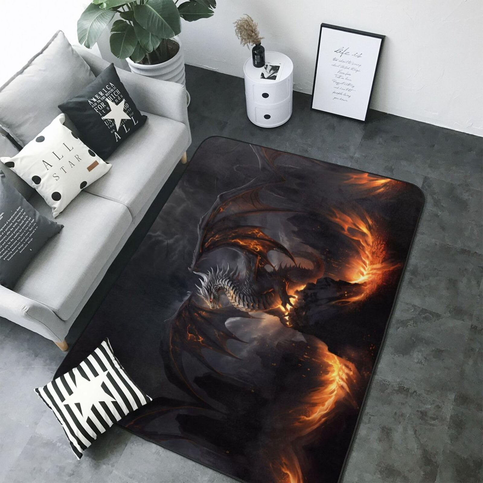 Tapis salon doux et lavable motif dragon grand tapis chambre