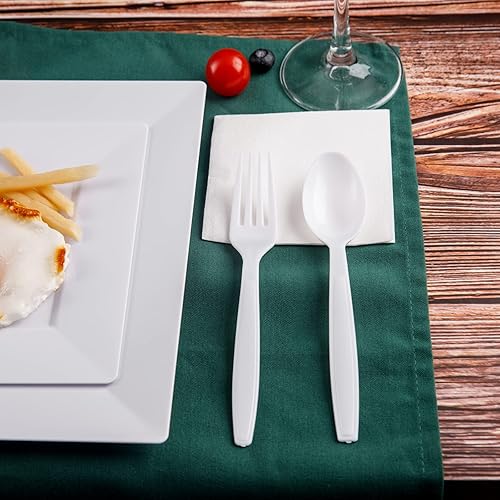 Vista 36 de Liacere 360 cubiertos de plástico transparente resistente, 150 tenedores, 150 cucharas, 60 cuchillos, sin BPA, resistentes al calor, juego de Claer