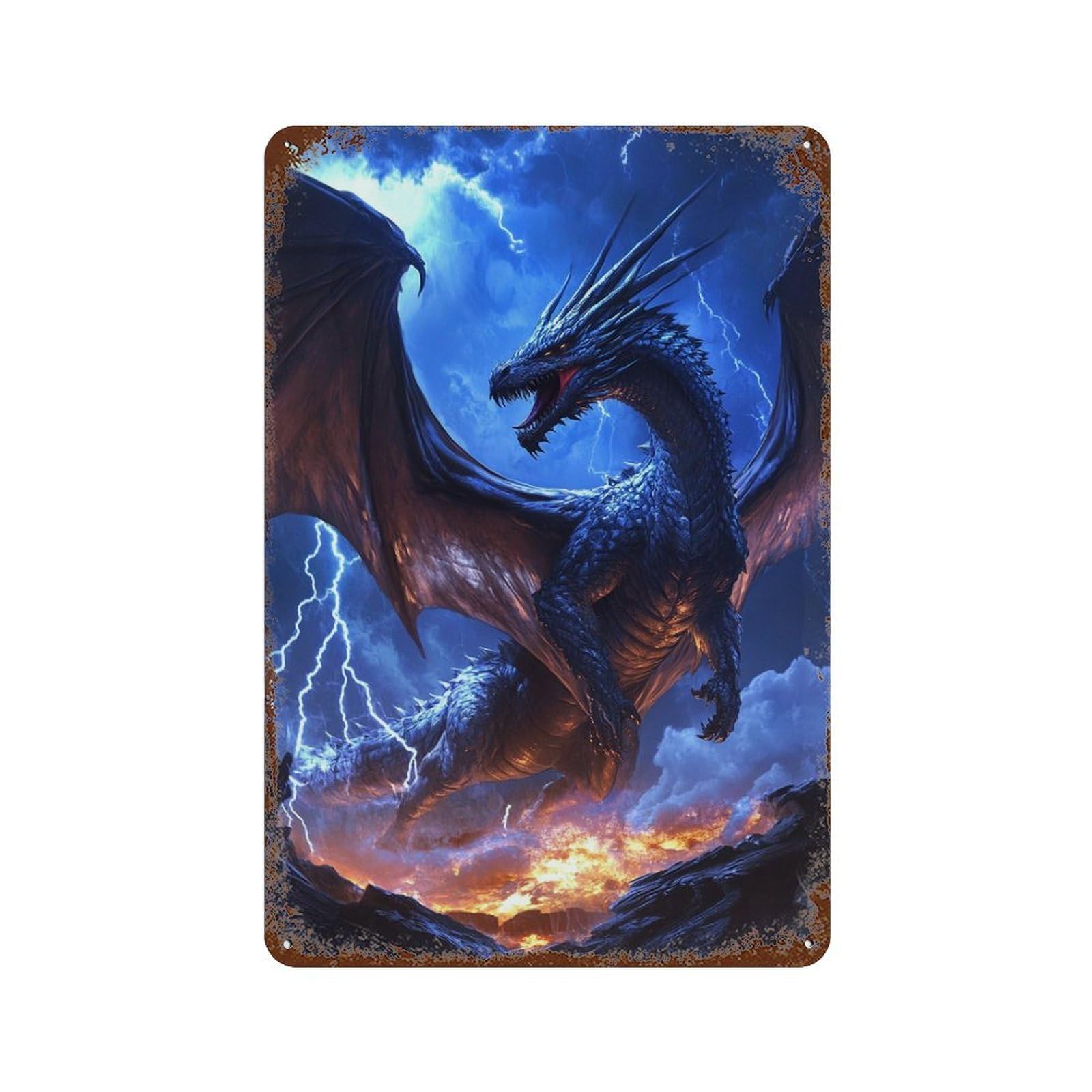 Thundering Dragon Storm -2 Retro Metal Sign 11.8"x7.9", for Garage, Bar And Workshop Decor, Shabby Chic Decor