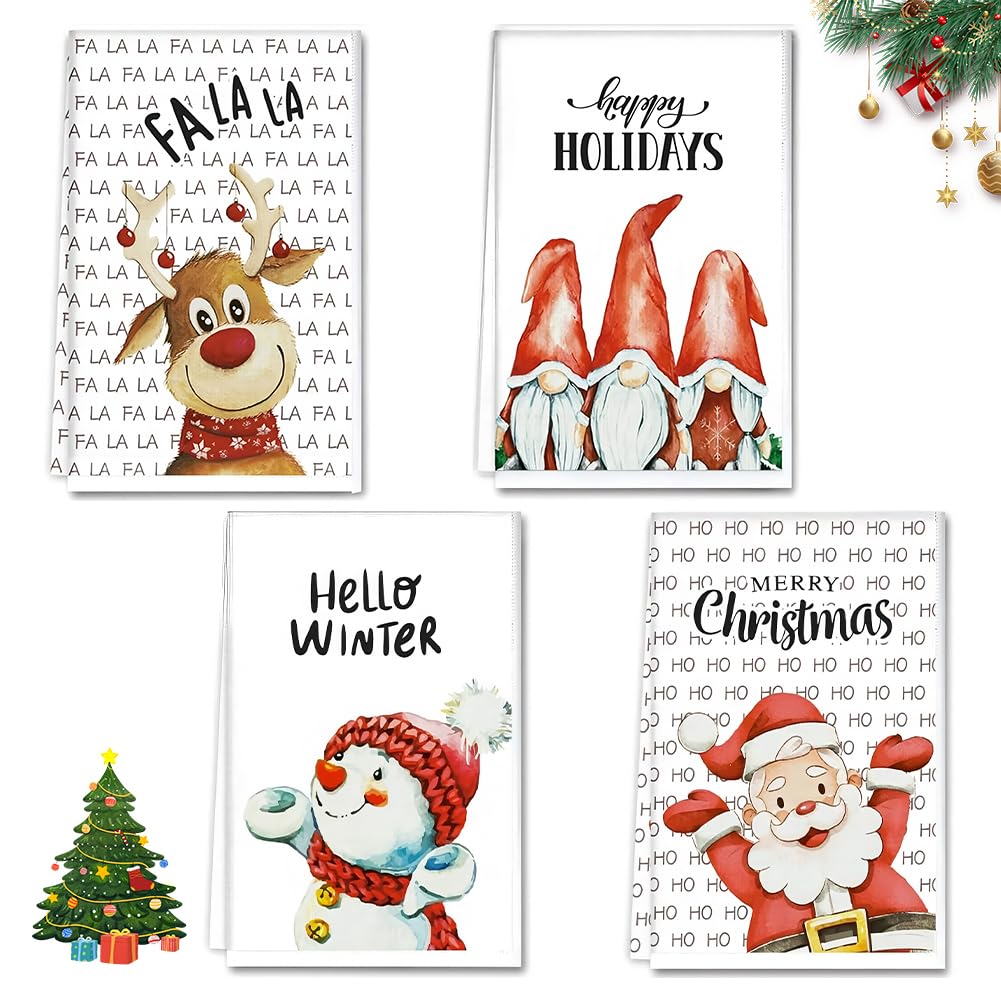 YUPDFGB Christmas Tea Towels Super Absorbent,Schneemann Santa Rentier Handtücher für Zuhause Küche Badezimmer, Für die festliche Saison, Heimdekoration