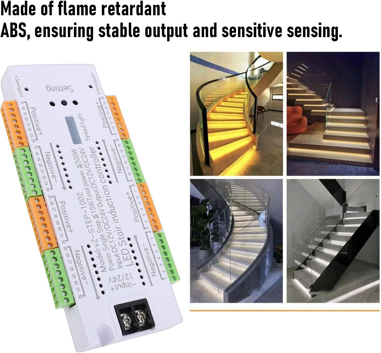 Fafeicy Motion Sensor LED Stair Light Controller 32 Channel Sequential Step Lighting with Adjustable Speed Automatic On Off for Home Staircase