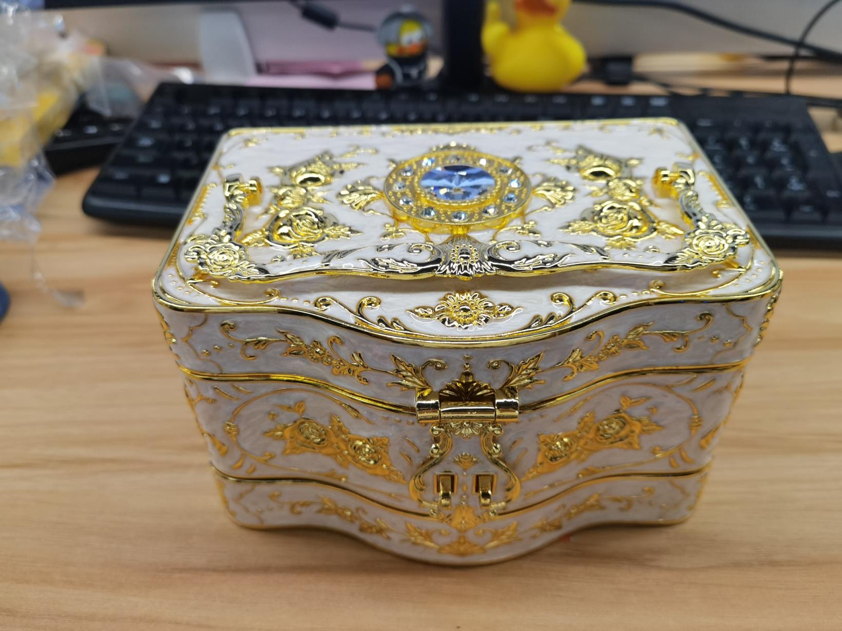 Amazon.com: Jiawu Vintage Jewelry Box, 3 Layers Small Enameled