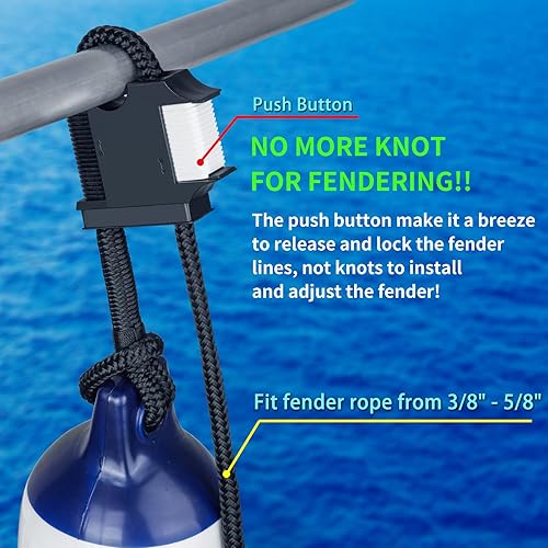 Miniatura 2 de Huntury Colgador de guardabarros para barco, riel de barco y clips de guardabarros de tacos, líneas de guardabarros de conexión y liberación rápida,