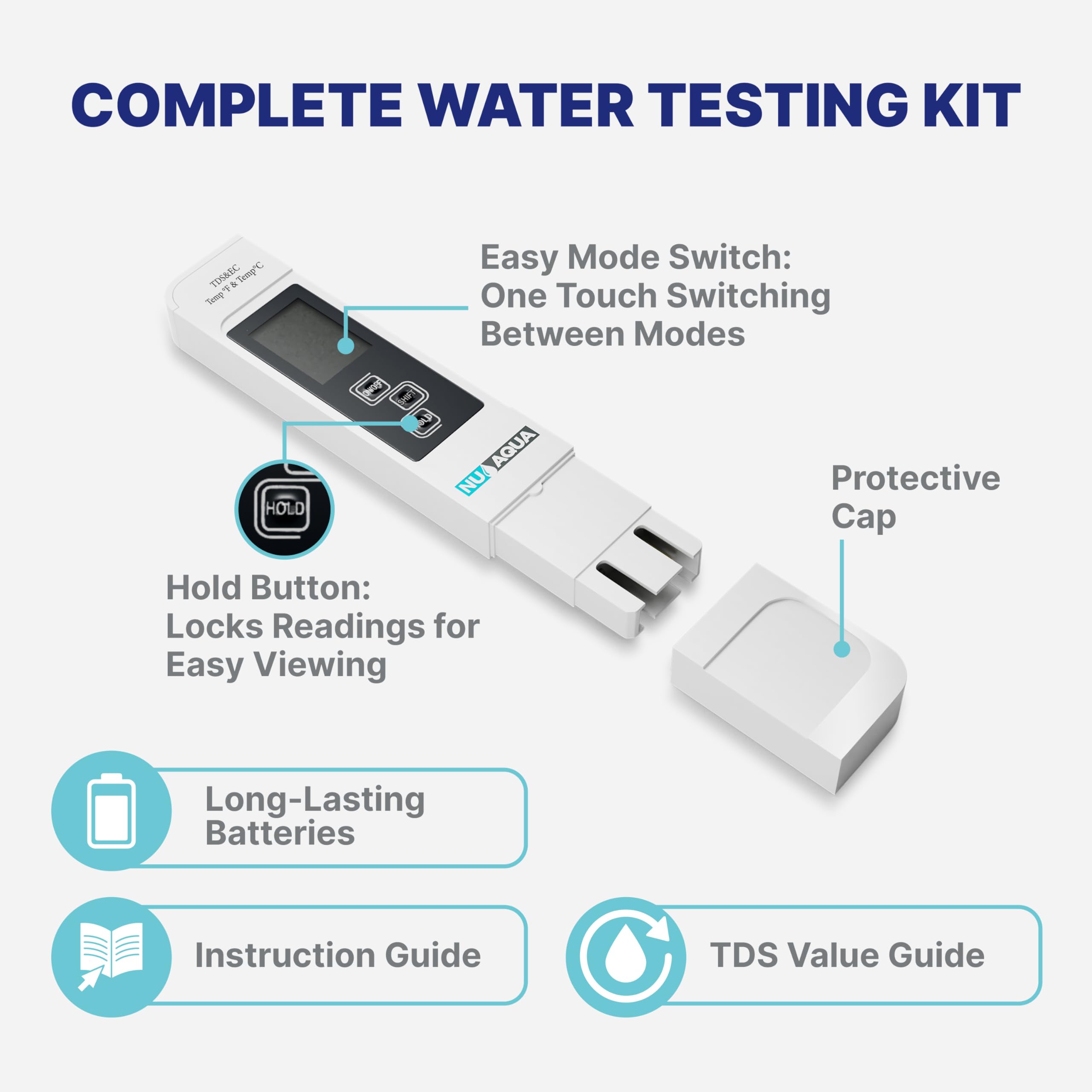 NU Aqua Digital Water Tester - Instant TDS, EC & Temp -5 NU Aqua Digital Water Tester - Instant TDS, EC & Temp -5