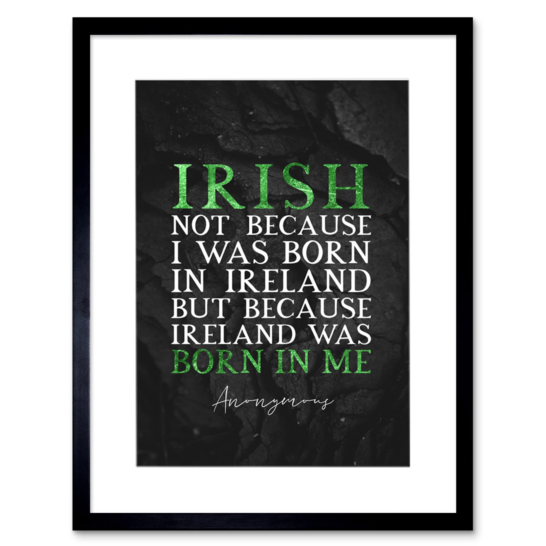 Artery8 Slate Quote St Patricks Day Ireland Irish Artwork Framed Wall Art Print 12X16 Inch