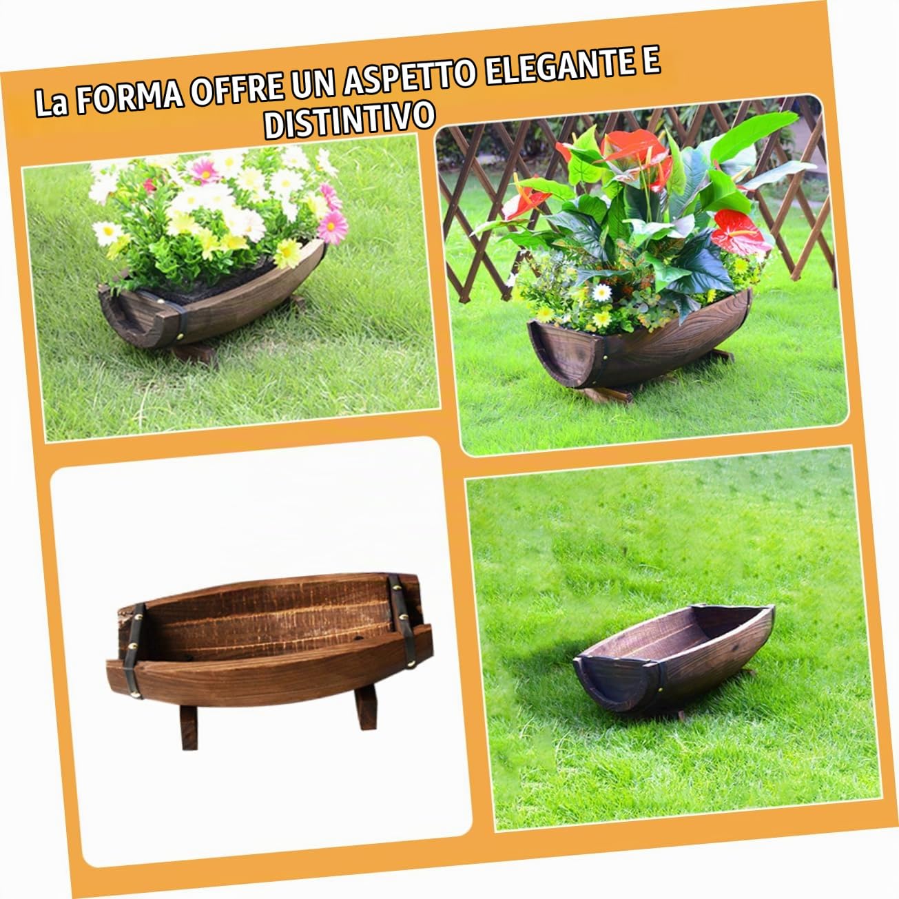 Fioriera Rustica in Legno Anticorrosione Vaso Da Fiori Per Esterni E Interni Con Design a Mezza Botte Ideale Per Giardino Terrazzo E Decorazioni Matrimoniali