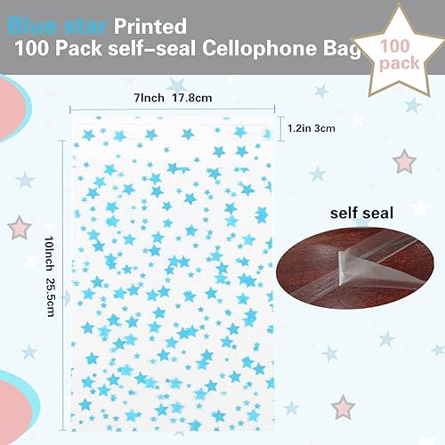 Miniatura 95 de COQOFA 100 bolsas de regalo de estrella rosa de 7 x 12 pulgadas, bolsas de regalo de celofán, bolsas de regalo de fiesta, bolsas de plástico Rosado