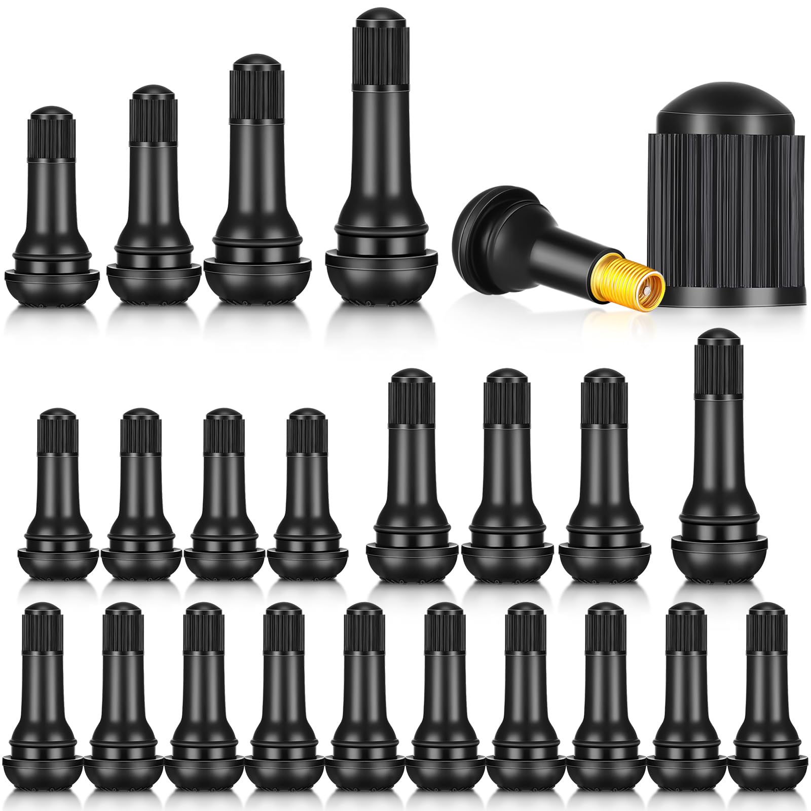 150 Pcs Tire Valve Stems Bulk Tubeless Rubber Snap in Valves Stems Black Replacement Tool for Car Tubeless 0.453 Inch Rim Holes Standard Vehicle Tires (Tr412,Tr413,Tr414,Tr418)