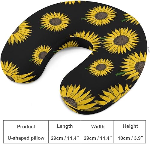 Miniatura 2 de Almohada en forma de U de girasol amarillo almohada de viaje para el tren de avión Almohada suave de apoyo para el cuello con espuma de memoria