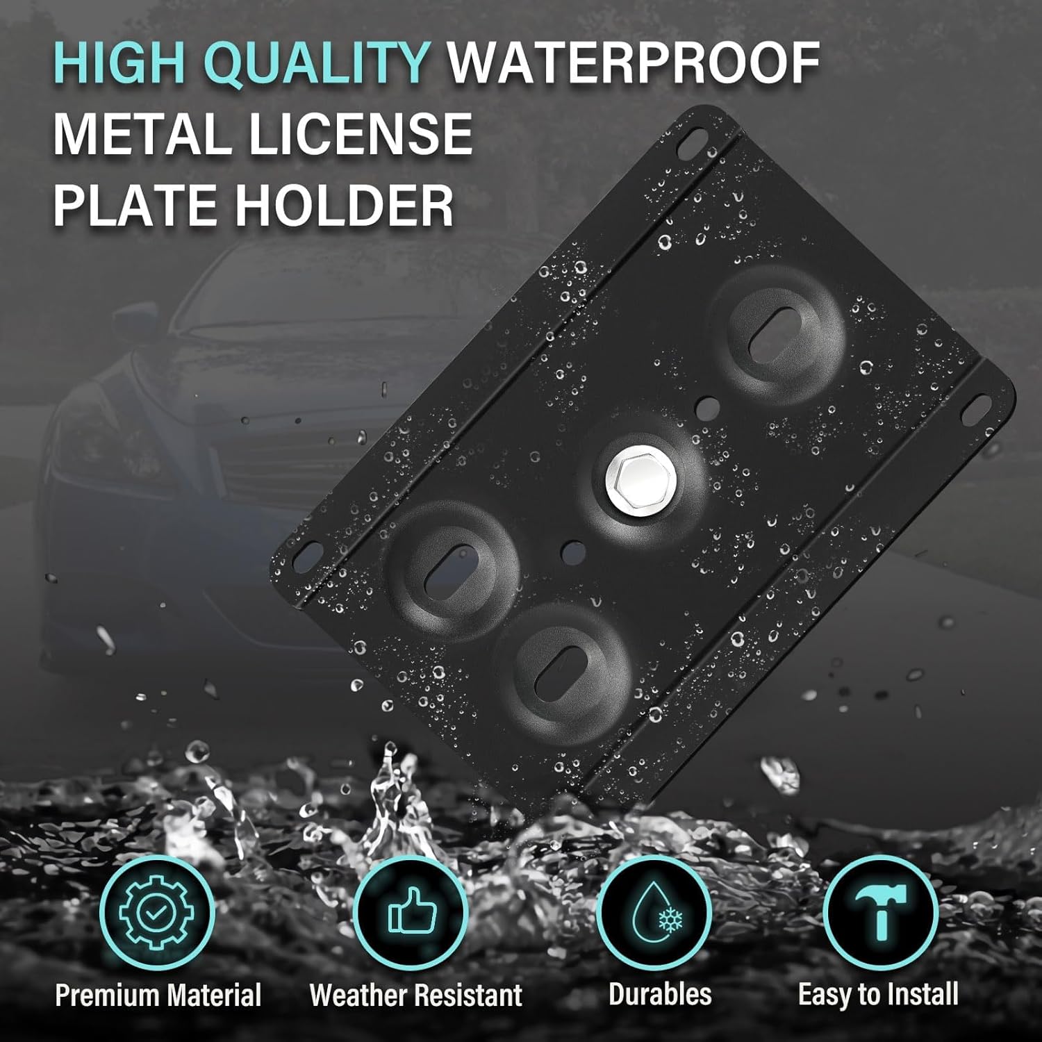 No Drill Front Bumper Tow Hook License Plate Mount Bracket Holder Compatible withVolvo XC90/EX90 2016-2025, Volvo XC40 2019-2023 Front License Plate Frames Front License Plate Mounting Kit - Image 2