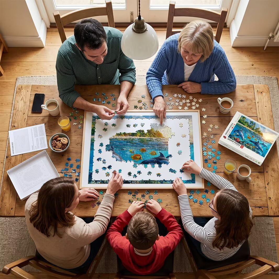Puzzle 2000 elementów dla dorosłych, puzzle delfin wymagająca gra -4463