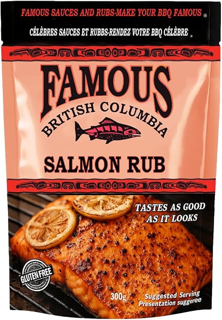 Howard's Foods Famous British Columbia Salmon Rub – Authentic West Coast Seasoning for BBQ, Oven, Pan Fry and Cedar Planking – Resealable 300 g Pack