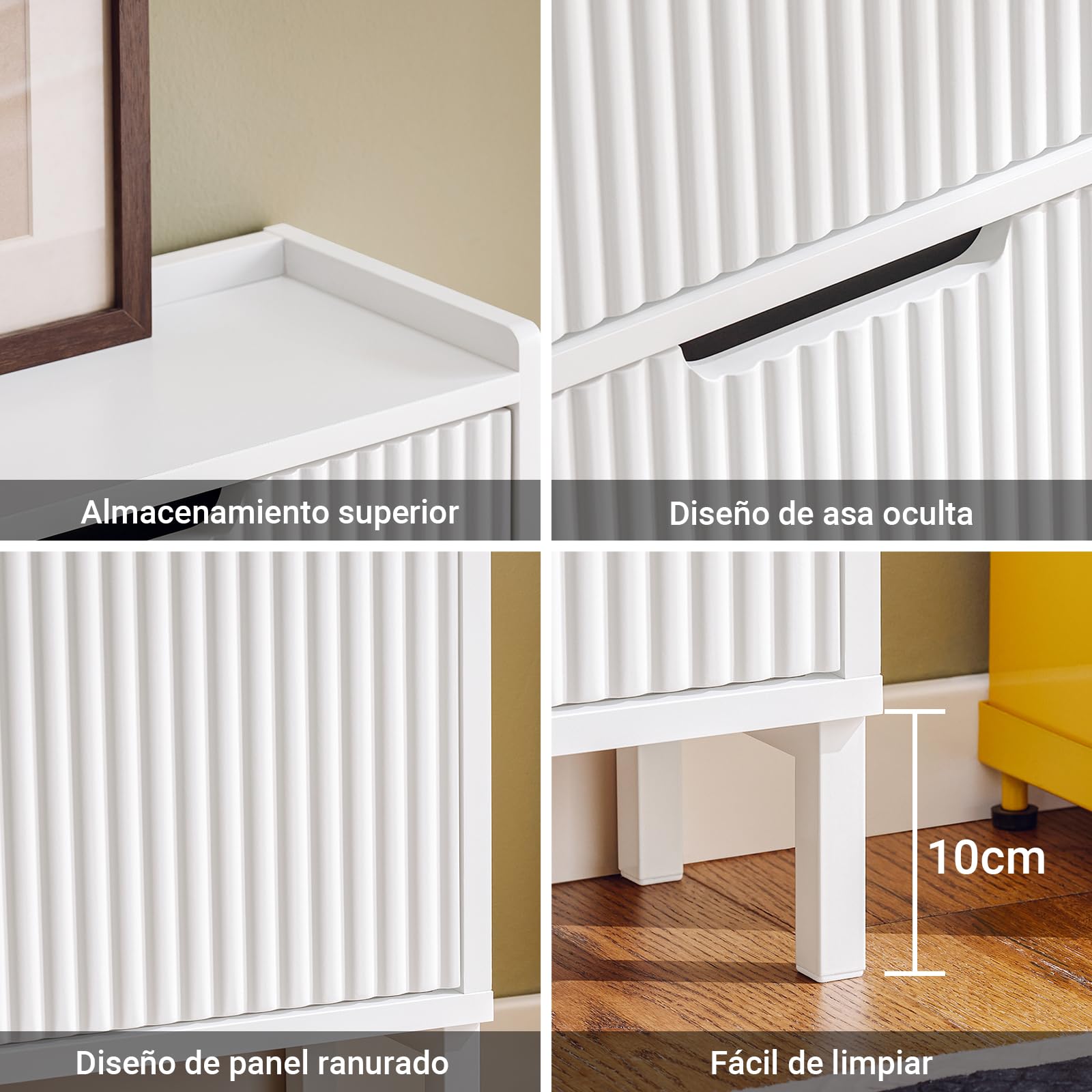SoBuy Mueble Zapatero Estrecho - Zapatero Blanco con 4 Puertas Abatibles - Zapatero Madera Vetas Verticales para Espacios Pequeños - Recibidor, Pasillo o Habitación - 100x19x91cm - FSR177-L-W
