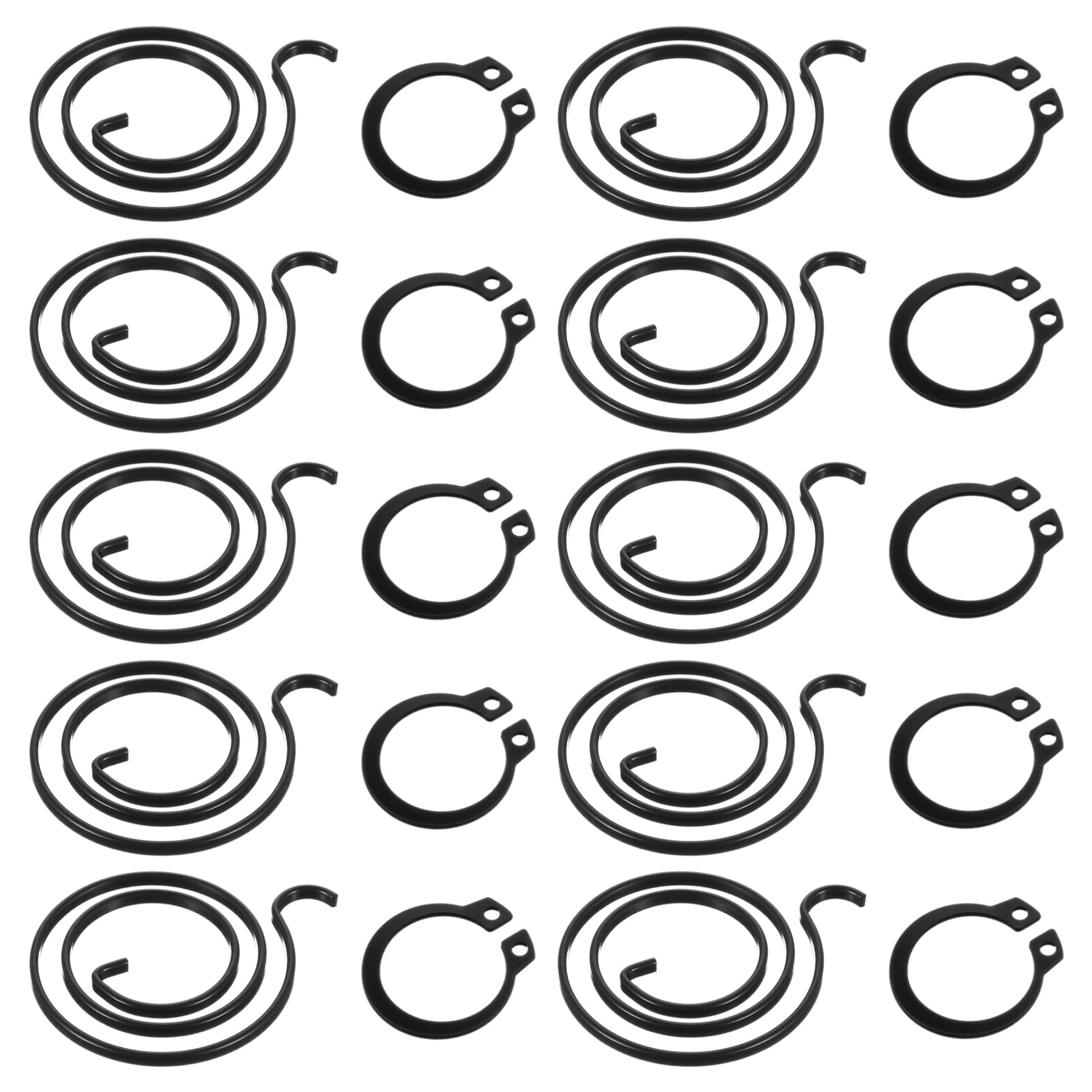 LXUEJIE Door Handle Springs, Pack of 10 2mm Thick 2 Turn Coil Springs + 10 Circlips, Replacement DIY Repair Kit for Internal Door Handles, Works for Right and Left Handed, Black