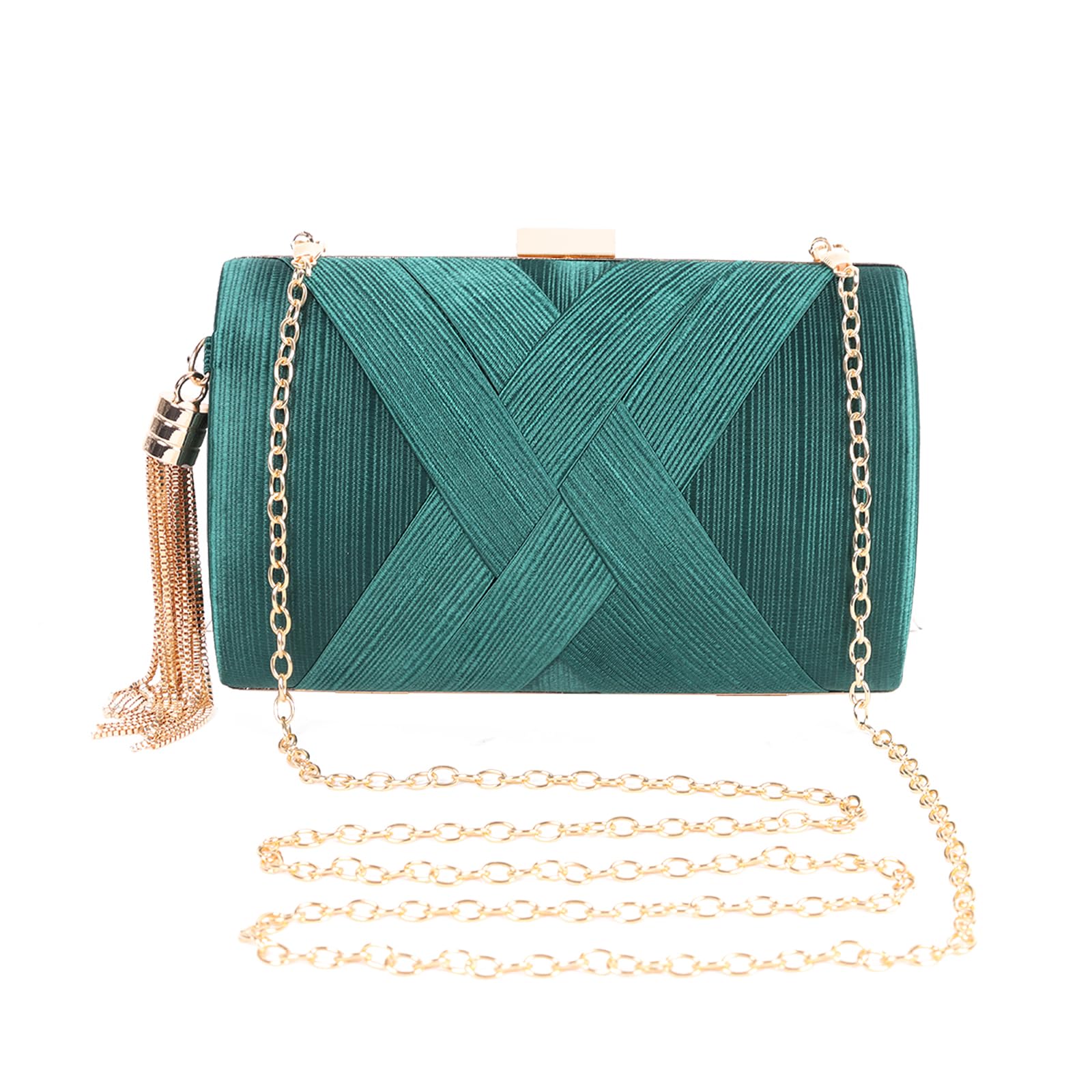 Ledander Evening Bag Clutch Purses for Women, Women's Formal Clutch Purse Elegant Satin Evening Handbags for Wedding Engagement Party Cocktail Prom (Green)