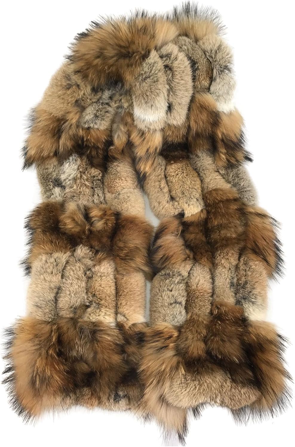 LVCOMEFF Women Real Rex Rabbit Fur Fox Fur Scarf Furry Fluffy Luxurious Winter Warm Natural Fox