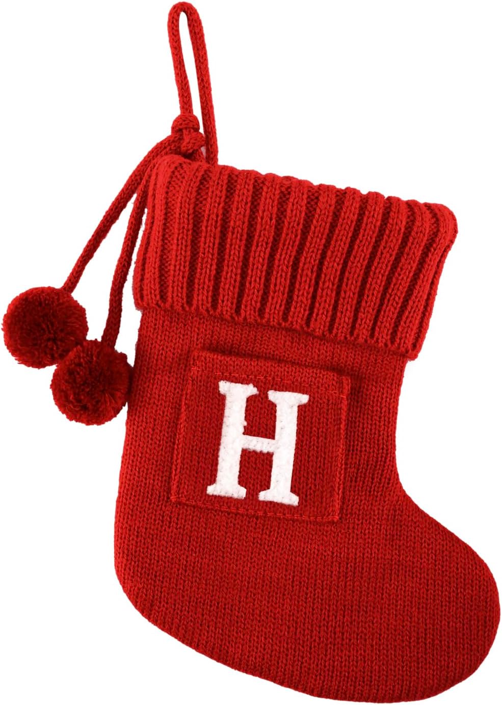 8.5 Inches Mini Initial Monogram Embroidered Christmas Stocking Red,White with Cute Pockets Christmas Stocking Family Fireplace Hanging Ornament Xmas Holiday Decor Gift-Letter-Red-L-68