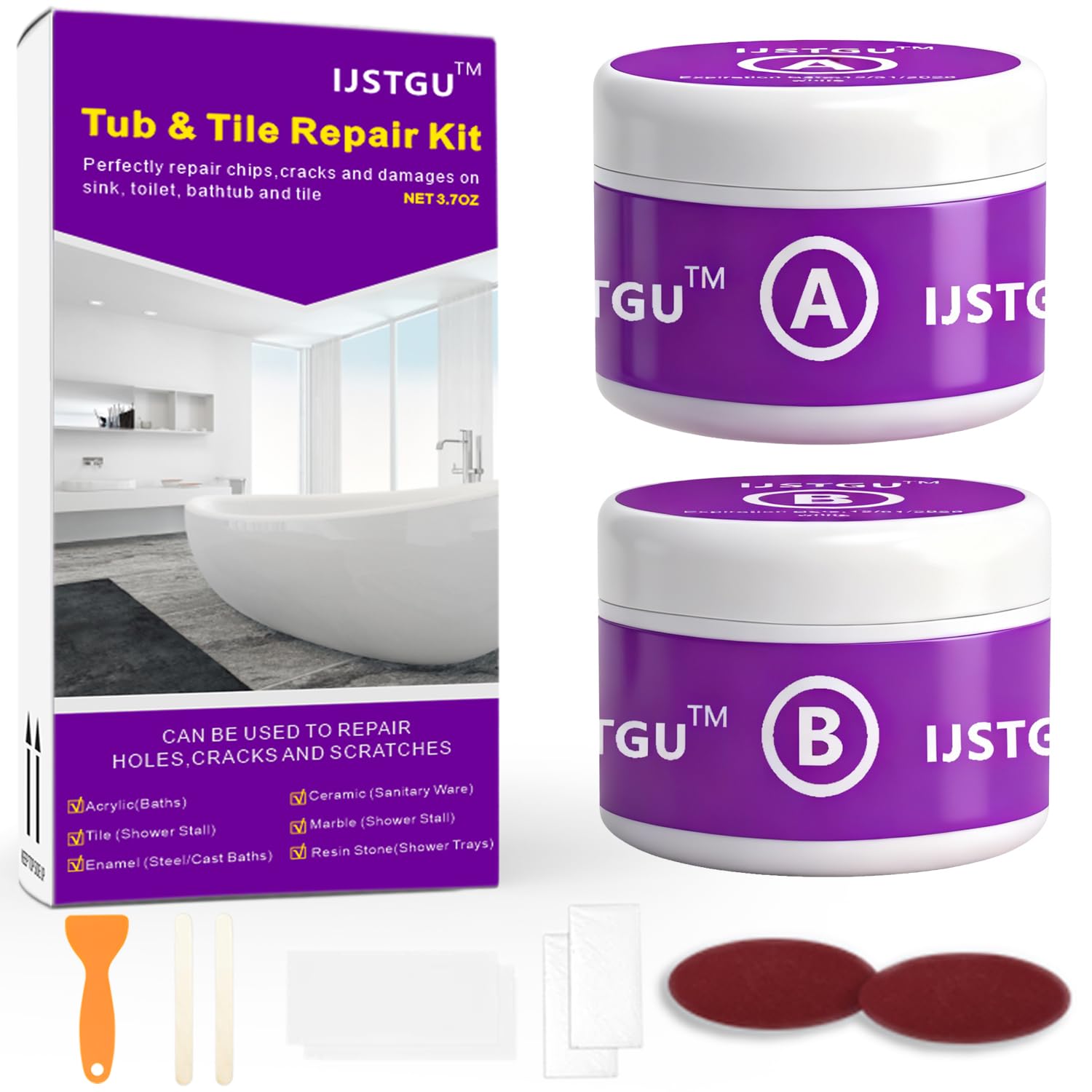 Tub Repair Kit White Porcelain Sink Repair Kit Firmly Bond Chip Crack on Porcelain Ceramic Enamel Tile Toilet