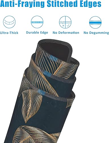 Miniatura 4 de Alfombrilla para mouse, estilo de línea de arte dorada abstracta para escritorio, almohadilla de escritorio con base antideslizante y borde cosido