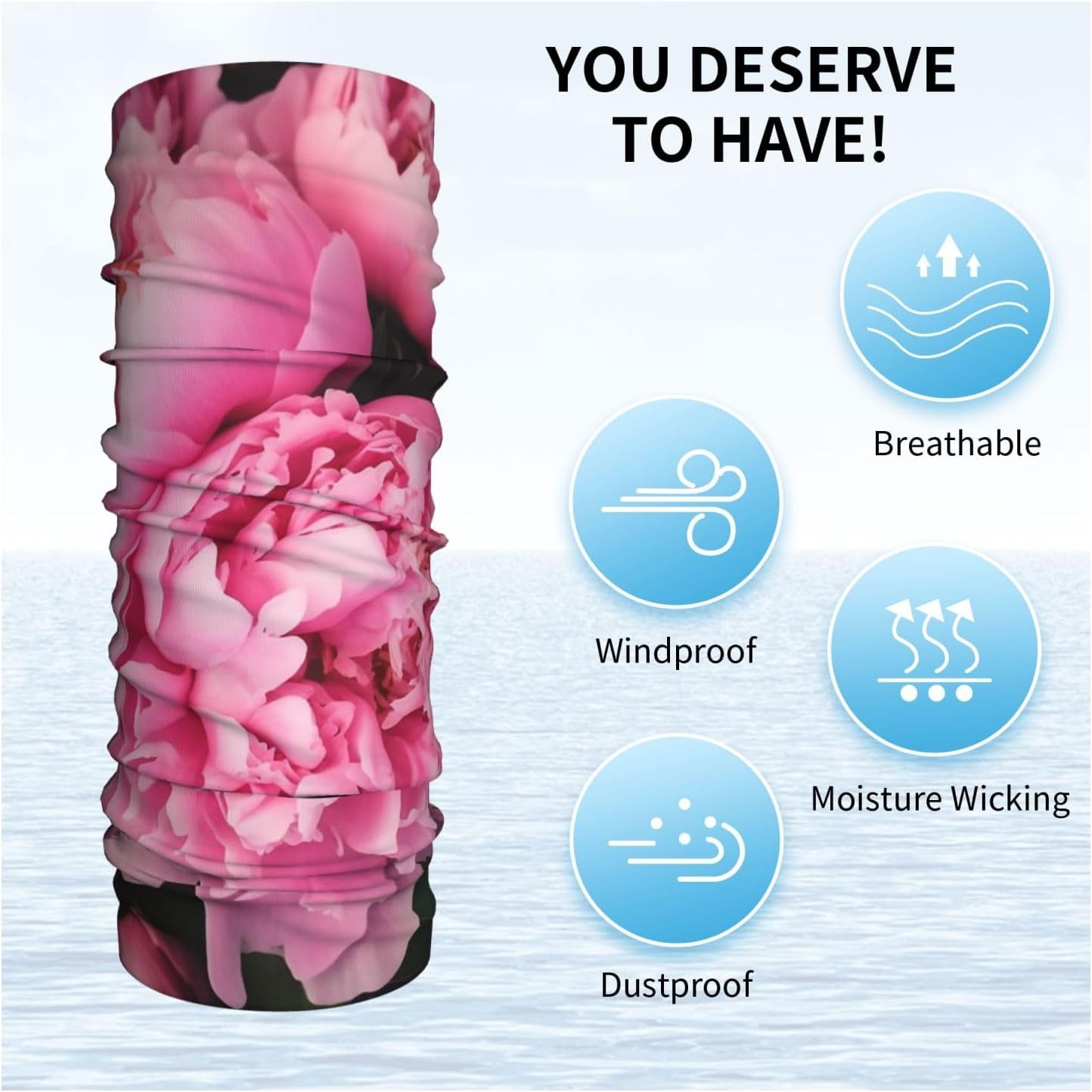 Pink peony Neck Gaiter Warmer, Breathable Face Cover UV Protection Face Mask Wind-proof Ski Neck Scarf Elastic Balaclavas Hiking Bandana for Men Women, Christmas Gift