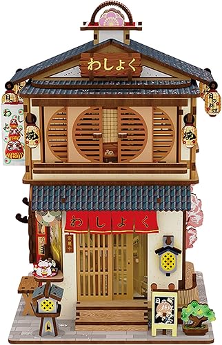 PZYO Caja de almacenamiento de inducción, kit de rompecabezas de casa de muñecas en miniatura de madera de 9 pulgadas con luces LED, dioramas 3D con